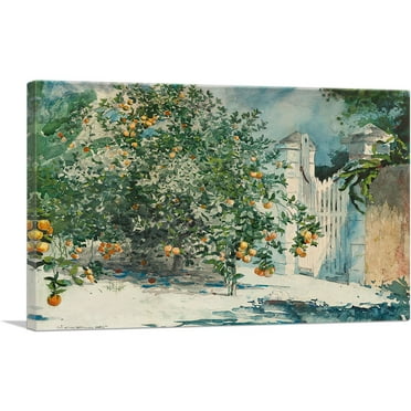ARTCANVAS Orange Trees and Gate 1885 Canvas Art Print by Winslow Homer - Size: 26" x 18" (0.75" Deep)