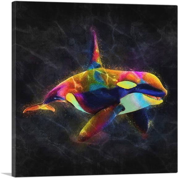 ARTCANVAS Orca Killer Whale Dolphin Ocean Sea Canvas Art Print - Size: 18" x 18" (0.75" Deep)