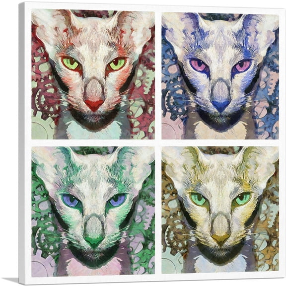 ARTCANVAS Oriental Shorthair Cat Breed Collage Canvas Art Print - Size: 36" x 36" (0.75" Deep)
