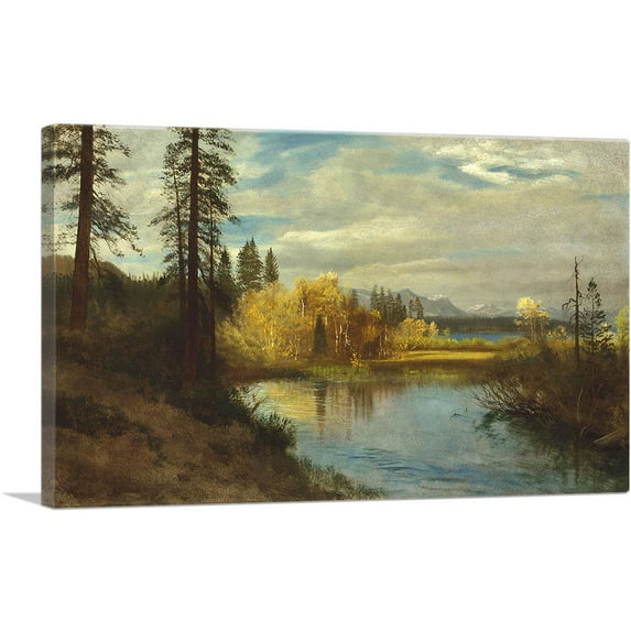 ARTCANVAS Outlet At Lake Tahoe Canvas Art Print by Albert Bierstadt - Size: 18" x 12" (0.75" Deep)