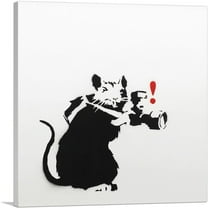 ARTCANVAS Paparazzi Rat Canvas Art Print by Banksy - Size: 18" x 18" (0.75" Deep)