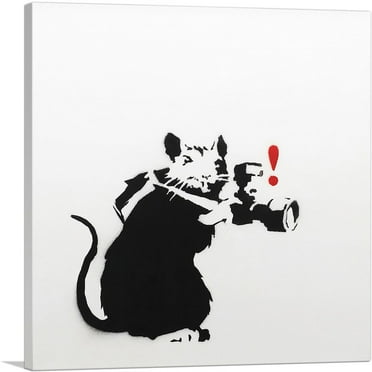 ARTCANVAS Paparazzi Rat Canvas Art Print by Banksy - Size: 18" x 18" (0.75" Deep)