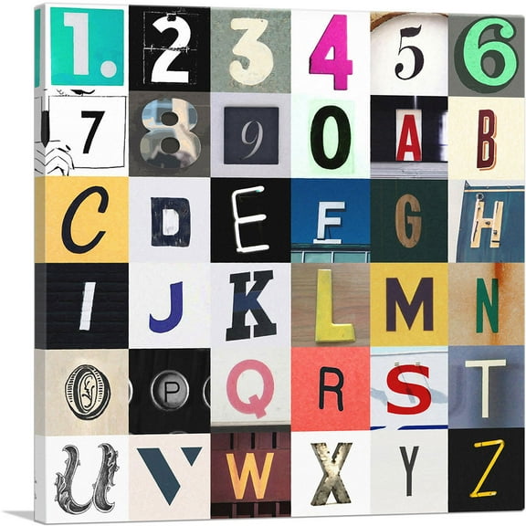 ARTCANVAS Photo Square Full Alphabet Collection Canvas Art Print - Size: 18" x 18" (0.75" Deep)
