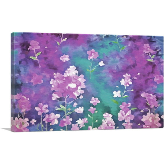 ARTCANVAS Pink And Purple Flowers Home decor Canvas Art Print - Size: 60" x 40" (1.50" Deep) (3-Piece)