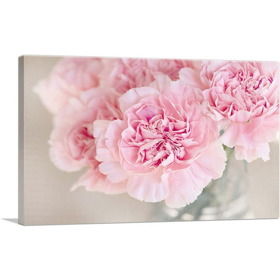 ARTCANVAS Pink Carnation Home Decor Rectangle Canvas Art Print - Size: 26" x 18" (0.75" Deep)