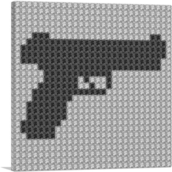 ARTCANVAS Pistol Handgun Emoticon Gun Jewel Pixel Canvas Art Print - Size: 12" x 12" (0.75" Deep)
