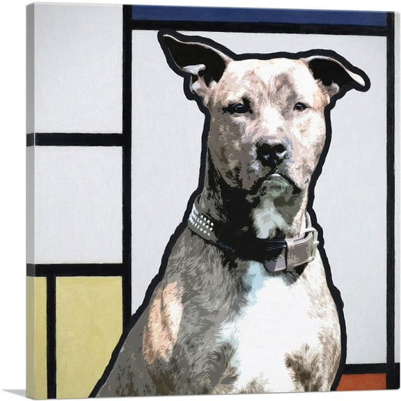ARTCANVAS Pit Bull Terrier Dog Breed Modern Canvas Art Print - Size: 18" x 18" (0.75" Deep)