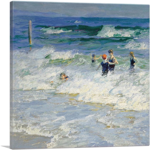 ARTCANVAS Playing In The Surf Canvas Art Print by Edward Henry Potthast - Size: 26" x 26" (0.75" Deep)