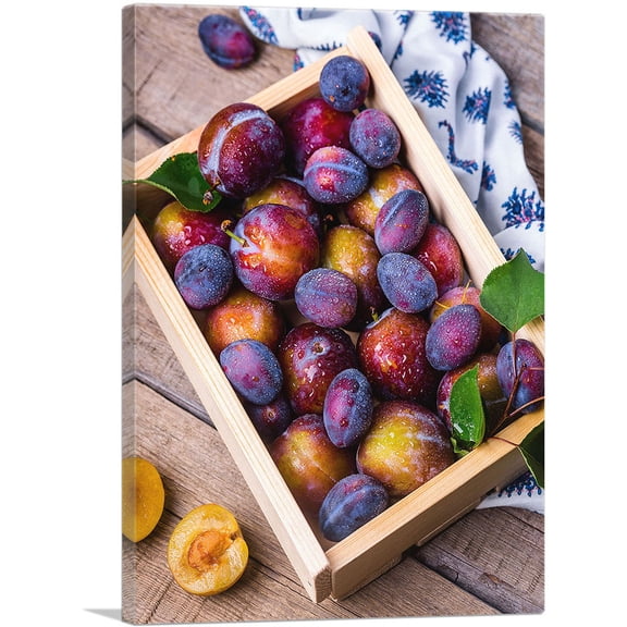 ARTCANVAS Plums Home decor Canvas Art Print - Size: 26" x 18" (0.75" Deep)