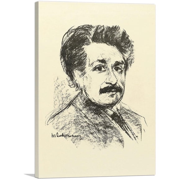 ARTCANVAS Portrait Of Albert Einstein 1857 Canvas Art Print by Max Liebermann - Size: 26" x 18" (0.75" Deep)