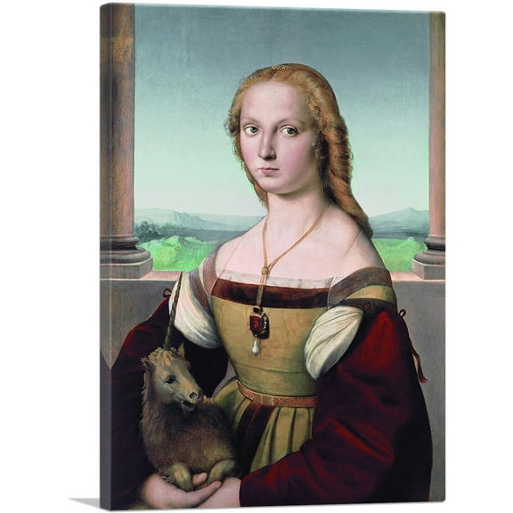 ARTCANVAS Portrait of a Lady with a Unicorn 1506 Canvas Art Print by Raphael - Size: 40" x 26" (1.50" Deep)