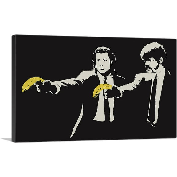ARTCANVAS Pulp Fiction Bananas Canvas Art Print by Banksy - Size: 26" x 18" (0.75" Deep)