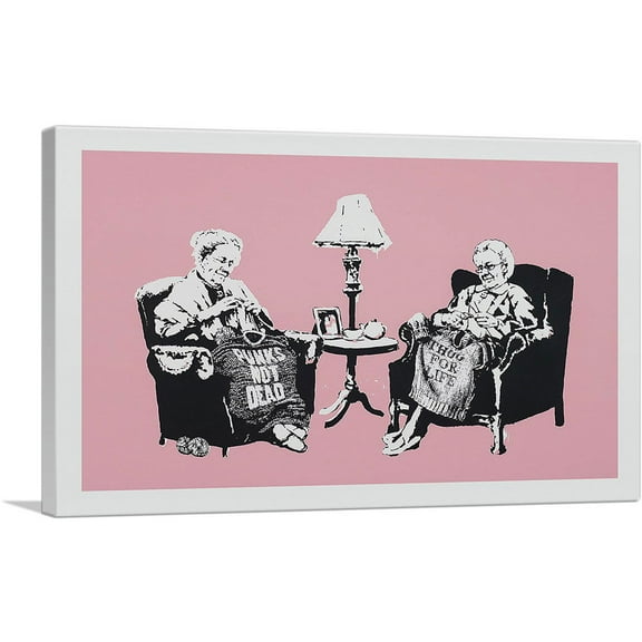 ARTCANVAS Punk and Thug Grannies Canvas Art Print by Banksy - Size: 12" x 8" (0.75" Deep)