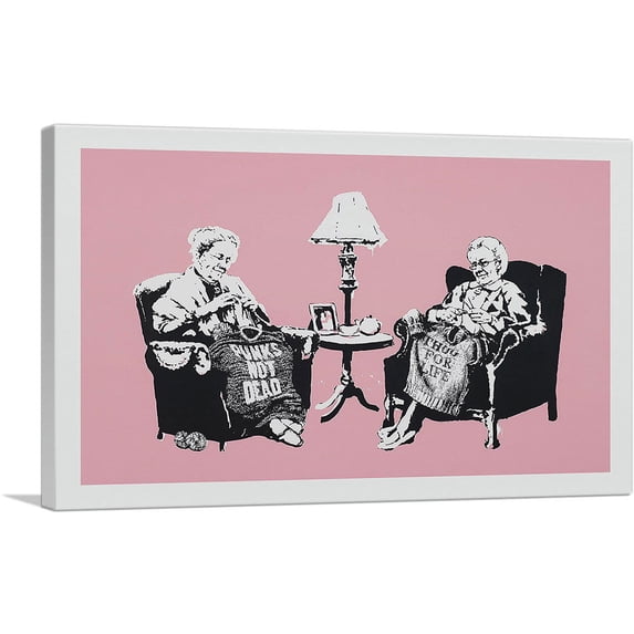 ARTCANVAS Punk and Thug Grannies Canvas Art Print by Banksy - Size: 26" x 18" (0.75" Deep)