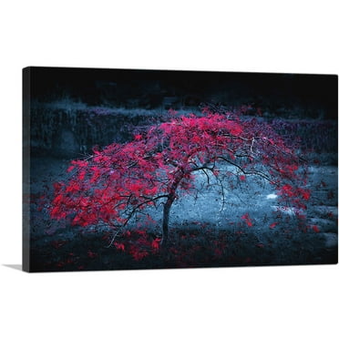 ARTCANVAS Purple Autumn Tree Canvas Art Print - Size: 26" x 18" (0.75" Deep)