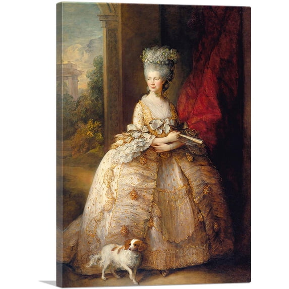 ARTCANVAS Queen Charlotte 1781 Canvas Art Print by Thomas Gainsborough - Size: 26" x 18" (1.50" Deep)