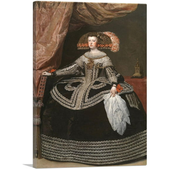 ARTCANVAS Queen Mariana Of Austria 1652 Canvas Art Print by Diego Velazquez - Size: 26" x 18" (0.75" Deep)