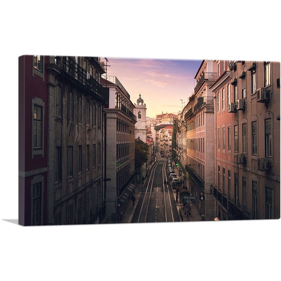 ARTCANVAS Quiet Streets of Lisboa Portugal Canvas Art Print - Size: 60" x 40" (1.50" Deep) (3-Piece)