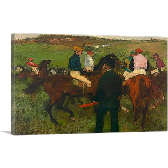 ARTCANVAS Racehorses - Out of the Paddock 1878 Canvas Art Print by Edgar Degas - Size: 12" x 8" (0.75" Deep)