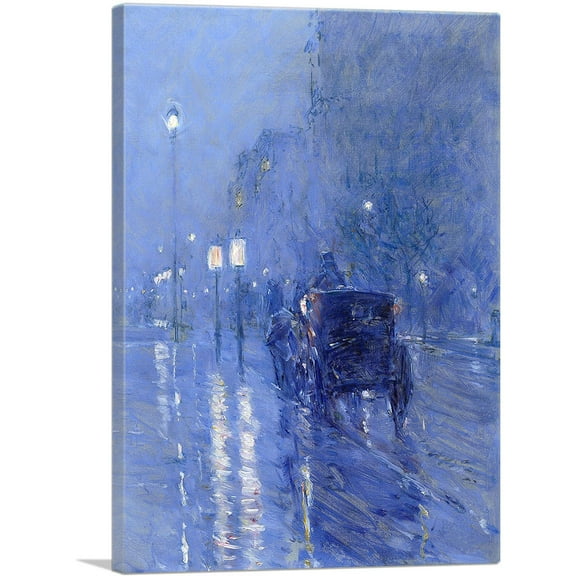ARTCANVAS Rainy Midnight 1890 Canvas Art Print by Childe Hassam - Size: 18" x 12" (0.75" Deep)