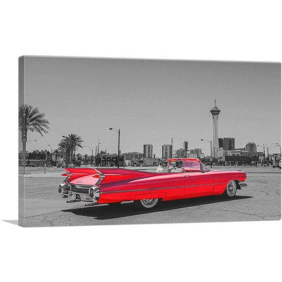 ARTCANVAS Red Vintage American Car Canvas Art Print - Size: 40" x 26" (1.50" Deep)