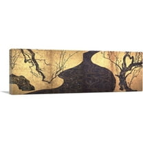 ARTCANVAS Red and White Plum Blossoms Canvas Art Print by Ogata Korin - Size: 36" x 12" (0.75" Deep)