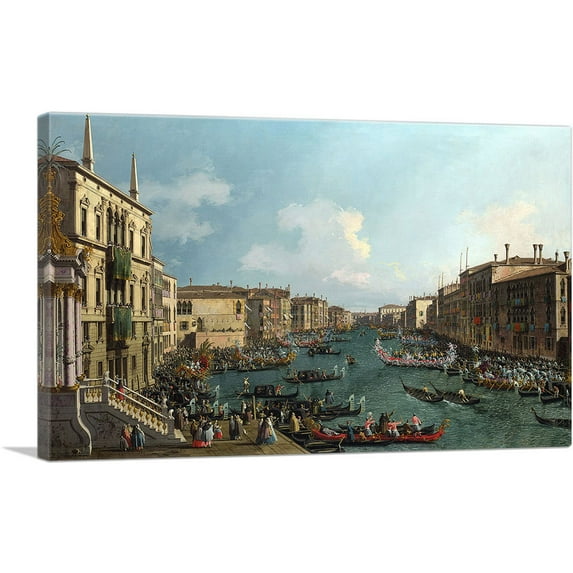 ARTCANVAS Regatta on the Grand Canal Canvas Art Print by Canaletto - Size: 26" x 18" (1.50" Deep)