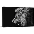 thumbnail image 1 of ARTCANVAS Roaring Lion Black and White Canvas Art Print - Size: 40" x 26" (0.75" Deep), 1 of 9