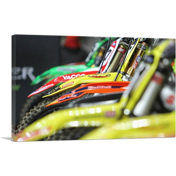 ARTCANVAS Row of Dirt Bikes Canvas Art Print - Size: 26" x 18" (0.75" Deep)