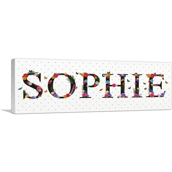 ARTCANVAS SOPHIE Girls Name Room Decor Canvas Art Print - Size: 36" x 12" (0.75" Deep)