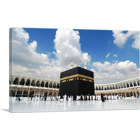 ARTCANVAS Sacred Mosque Mecca Islam Religion Kaaba Masjid Al-Haram Canvas Art Print - Size: 18" x 12" (1.50" Deep)