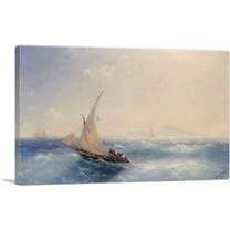 ARTCANVAS Sail Boat Canvas Art Print by Ivan Aivazovsky - Size: 26" x 18" (0.75" Deep)