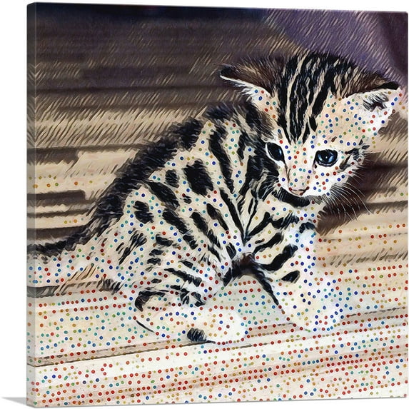 ARTCANVAS Savannah Cat Breed Kitten Canvas Art Print - Size: 26" x 26" (1.50" Deep)