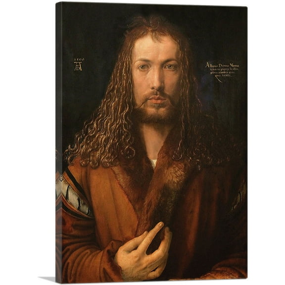 ARTCANVAS Self Portrait 1500 Canvas Art Print by Albrecht Durer - Size: 26" x 18" (0.75" Deep)