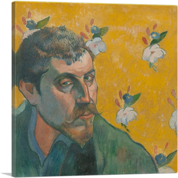 ARTCANVAS Self-Portrait with Portrait of Emile Bernard 1888 Canvas Art Print by Paul Gauguin - Size: 12" x 12" (0.75" Deep)
