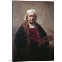 ARTCANVAS Self-Portrait with Two Circles 1660 Canvas Art Print by Rembrandt van Rijn - Size: 26" x 18" (0.75" Deep)