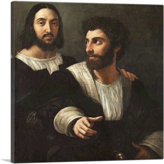 ARTCANVAS Self-Portrait with a Friend 1506 Canvas Art Print by Raphael - Size: 26" x 26" (1.50" Deep)