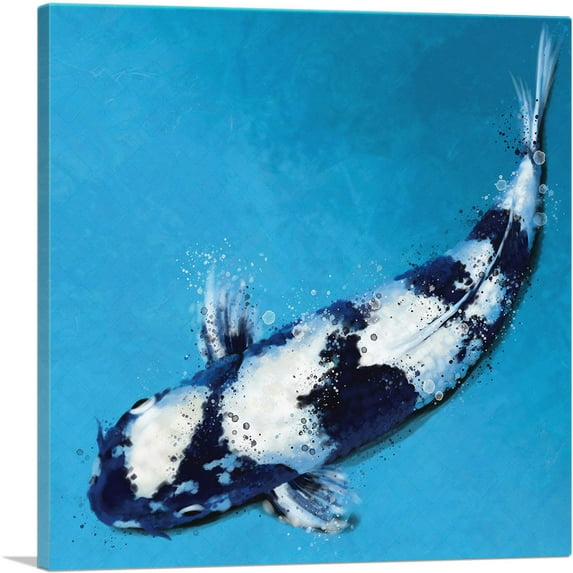 ARTCANVAS Shiroutsuri Koi Carp Fish Japan China Asia Canvas Art Print - Size: 18" x 18" (1.50" Deep)