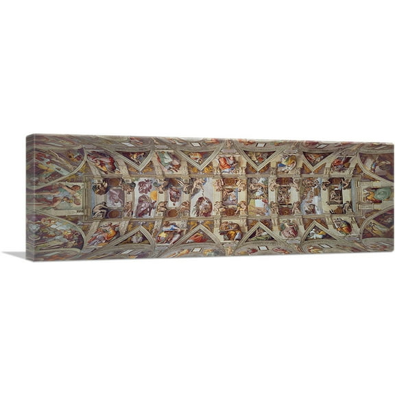 ARTCANVAS Sistine Chapel Ceiling 1512 Canvas Art Print by Michelangelo - Size: 36" x 12" (0.75" Deep)
