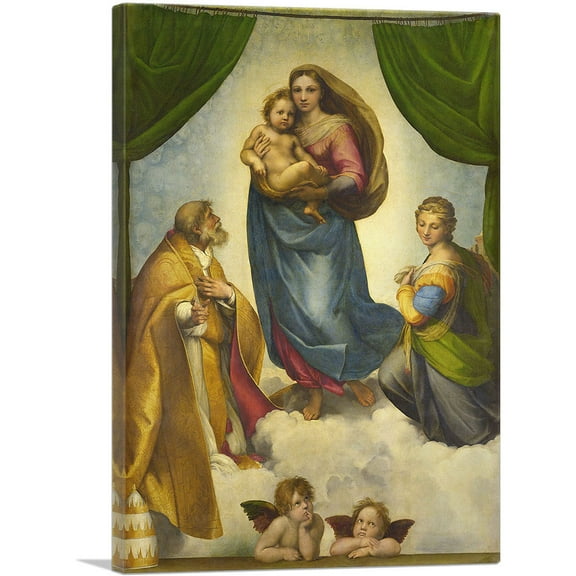 ARTCANVAS Sistine Madonna 1513 Canvas Art Print by Raphael - Size: 40" x 26" (1.50" Deep)