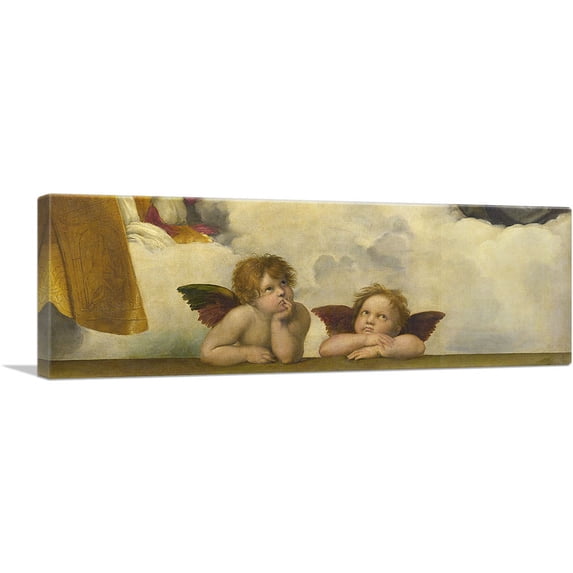 ARTCANVAS Sistine Madonna - Two Angels Detail - Panoramic 1513 Canvas Art Print by Raphael - Size: 48" x 16" (1.50" Deep)
