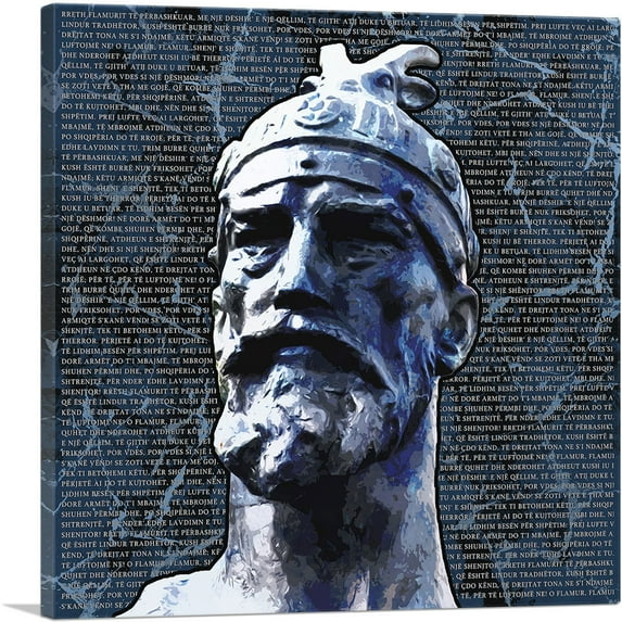 ARTCANVAS Skanderbeg - George Castriot Albania Bust National Anthem Navy Canvas Art Print - Size: 26" x 26" (1.50" Deep)