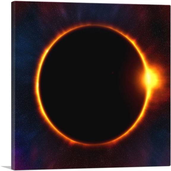 ARTCANVAS Solar Eclipse Moon Blocking Out Sun Square Canvas Art Print - Size: 36" x 36" (1.50" Deep)