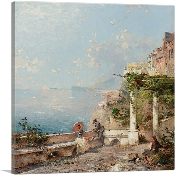 ARTCANVAS Sorrento On The Bay Of Naples Canvas Art Print by Franz Richard Unterberger - Size: 36" x 36" (0.75" Deep)