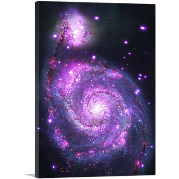 ARTCANVAS Spiral Whirlpool Galaxy Hubble Telescope NASA Photograph Canvas Art Print - Size: 12" x 8" (0.75" Deep)