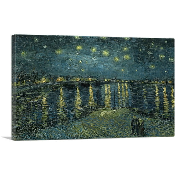 ARTCANVAS Starry Night Over the Rhone 1888 Canvas Art Print by Vincent Van Gogh - Size: 18" x 12" (0.75" Deep)