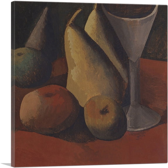 ARTCANVAS Still Life with Fruit and Glass 1908 Canvas Art Print by Pablo Picasso - Size: 18" x 18" (1.50" Deep)
