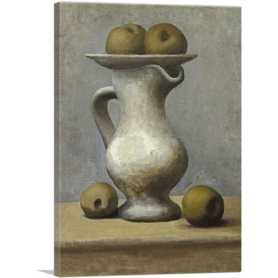 ARTCANVAS Still Life with a Pitcher and Apples 1919 Canvas Art Print by Pablo Picasso - Size: 26" x 18" (0.75" Deep)