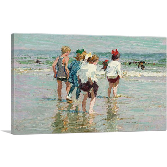 ARTCANVAS Summer Day Brighton Beach Canvas Art Print by Edward Henry Potthast - Size: 18" x 12" (1.50" Deep)