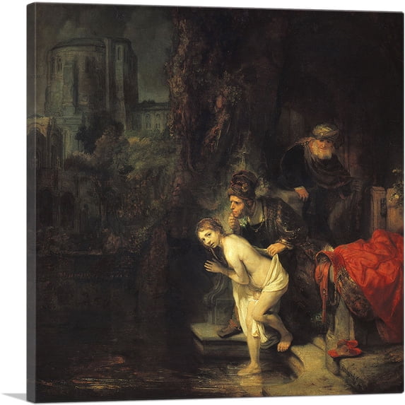 ARTCANVAS Susanna and the Elders 1647 Canvas Art Print by Rembrandt van Rijn - Size: 18" x 18" (1.50" Deep)